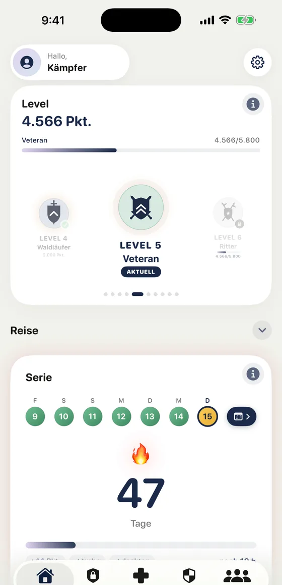 Lyrio auf dem iPhone: Level, Serie und Navigation